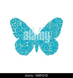 Butterfly insect spiral pattern color silhouette animal. Vector Illustrator. Stock Vector
