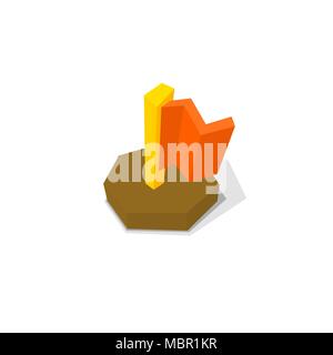 Red flag with a wooden handle Stock Vector