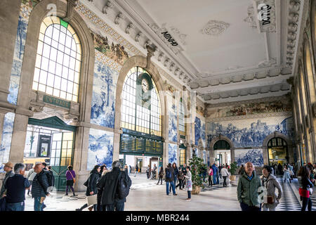 sao bento central railway station landmark interior in porto portugal Stock Photo