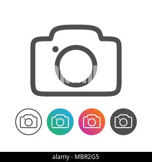Simple Outline Camera Icon Vector Symbol Graphic Logo Design Set Stock Vector