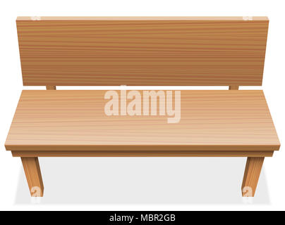 Wooden bench with free seat - empty furniture item - illustration on white background. Stock Photo