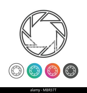Camera Shutter Outline Icon Vector Symbol Graphic Logo Design Set Stock Vector