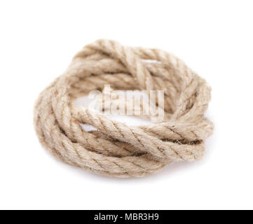 Linen rope isolated on white background Stock Photo