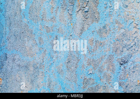Texture of the old metal surface of the container, painted in blue Stock Photo