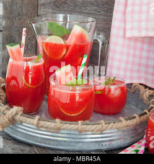 Fruity cocktail with water melon and lime juice Stock Photo