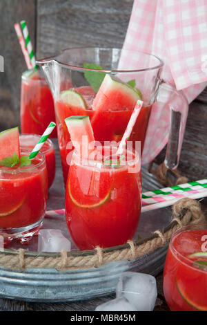 Fruity cocktail with water melon and lime juice Stock Photo