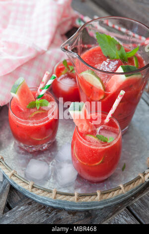 Fruity cocktail with water melon and lime juice Stock Photo