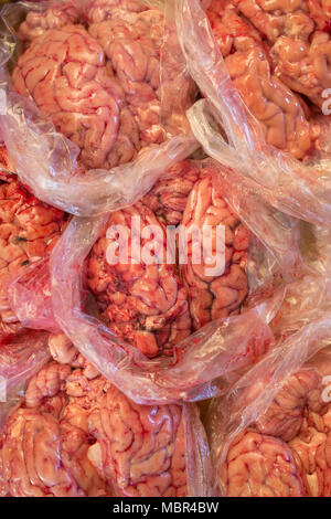 Fresh animal brains on sale on a market in Cambodia Stock Photo