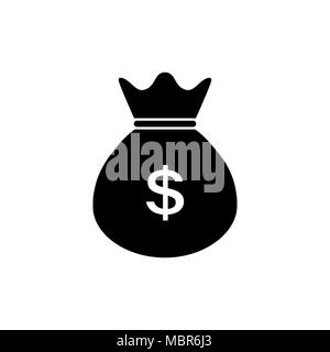 Money bag icon. Dollar USD currency symbol Stock Vector