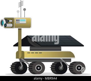 Mars rover. for games and mobile. Modern technology of the future. Astronaut exploring space. Martian robot on the Red Planet for the colonies. Stock Vector