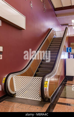 Newfoundland's first ever escalator inside the international departures lounge including at the Gander International Airport CYQX in Gander. Stock Photo