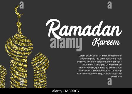 Ramadan Kareem golden sparkle greeting card Stock Vector