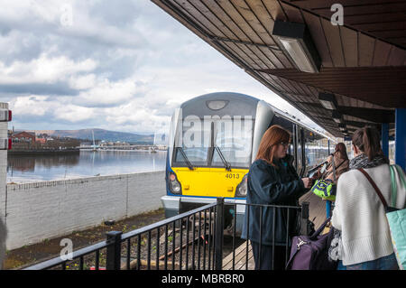 Railway station, Derry City, Londonderry, Northern Ireland, UK Stock Photo