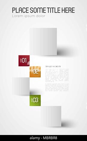 infographic template, option squares banners with shadow, design element Stock Vector
