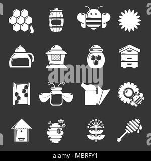 Apiary honey icons set grey vector Stock Vector