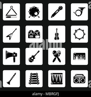 Musical instruments icons set, simple style Stock Vector