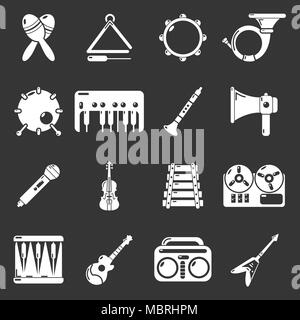 Musical instruments icons set grey vector Stock Vector