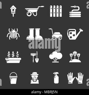 Gardener icons set grey vector Stock Vector