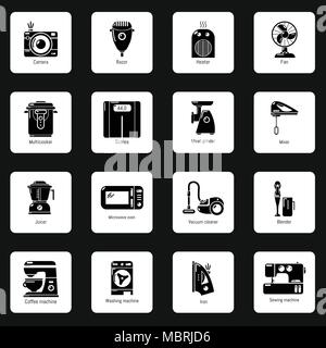 Domestic appliances icons set, simple style Stock Vector