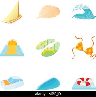 Water mass icons set, cartoon style Stock Vector