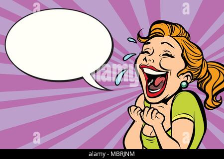 woman laughs with tears Stock Vector