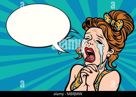 Woman cries, many tears Stock Vector