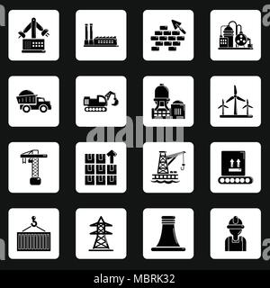 Industry icons set, simple style Stock Vector