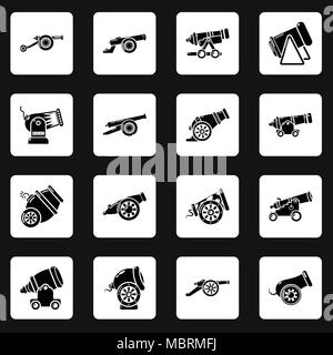 Cannon retro icons set, simple style Stock Vector