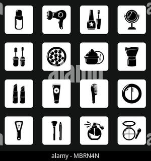Cosmetics icons set, simple style Stock Vector