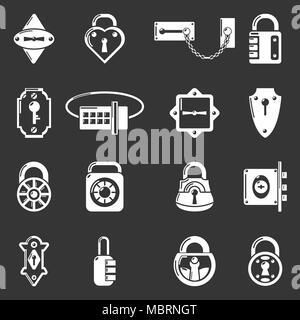 Lock door types icons set grey vector Stock Vector