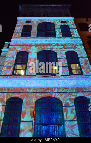 historic Jeddah festival laser show in unesco world heritage historical village Jeddah, Saudi arabia Stock Photo