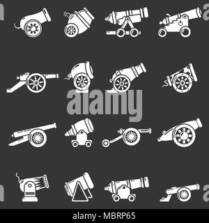 Cannon retro icons set grey vector Stock Vector