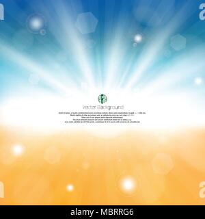 Full abstract summer of shine sunburst in nature beach background with space, illustration vector eps10 Stock Vector
