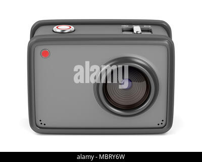 Action camera on white background, front view Stock Photo