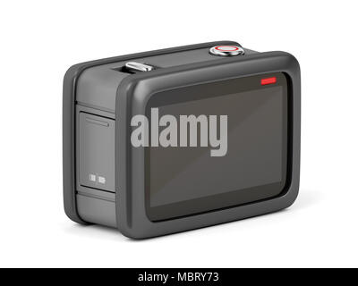 Back view of rugged action camera on white background Stock Photo