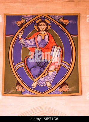 Icon style painting (of Jesus Christ in glory) at the cathedral church of St Edmundsbury ( aka St Edmund, St James, St Dennis) at Bury St Edmund's, En Stock Photo