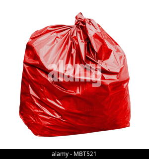 red garbage bag with concept the color of red garbage bags is toxic hazardous (isolated on white background) Stock Photo