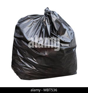 black garbage waste bag (isolated on white background) Stock Photo