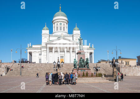 Helsinki Cathedral on a sunny day in April. The cathedral was completed in 1852 and seats 1300 people. Stock Photo