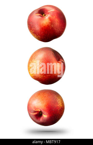 Nectarines peach isolated on white, clipping path Stock Photo