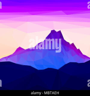 Low poly design of beauty mountains at sunrise Stock Photo