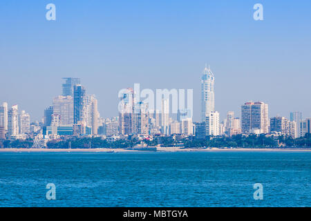 Mumbai skyline view from Marine Drive in Mumbai, India Stock Photo