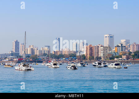 Mumbai skyline view from Marine Drive in Mumbai, India Stock Photo