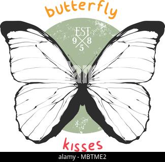 Colored butterfly emblem Stock Vector