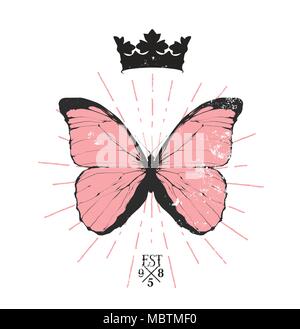 Colored butterfly emblem Stock Vector