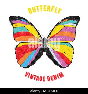 Colored butterfly emblem Stock Vector