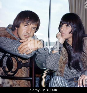 SONNY AND CHER US pop singers in London in 1966. Photo: Tony Gale Stock Photo