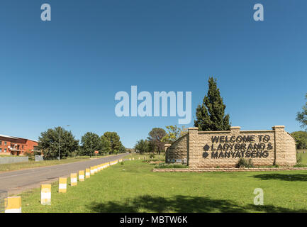 LADYBRAND, SOUTH AFRICA - MARCH 12, 2018: The Northern entrance to Ladybrand, a town in the Eastern Free State Province near the border with Lesotho Stock Photo