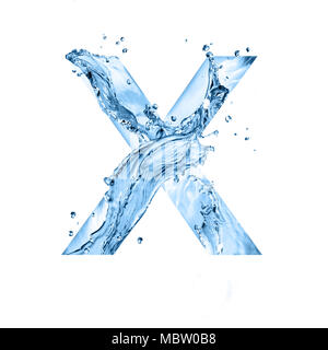 stylized font, art text made of water splashes, capital letter x, isolated on white background Stock Photo