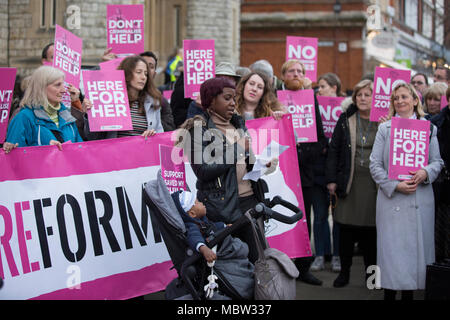 Pro-life campaigners demonstrate outside Ealing Broadway Town Hall before the abortion buffer zone vote this week, London, UK Stock Photo